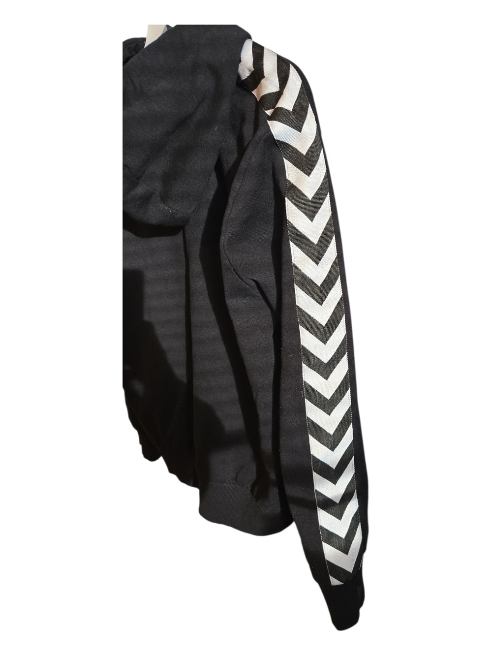Hummel Black Hoodie with White Logo and Stripes - Picture 6 of 6